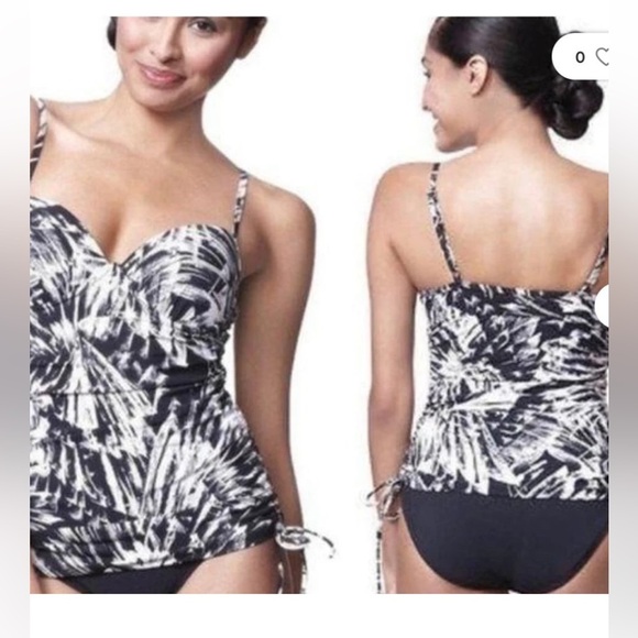 LOVE your ASSETS by Sara Blakey SPANX Tankini PUSH UP swim top black white Small - Picture 1 of 11